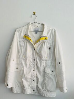Vintage Point Zero White Windbreaker Jacket with Yellow details Size XL